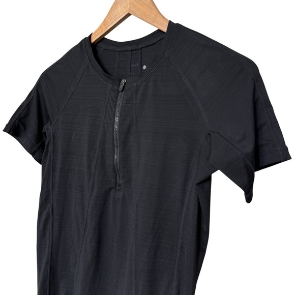 Athleta Women's Pacifica Black Short Sleeve 1/4 Zip Tee S UPF Casual Activewear - Picture 2 of 7